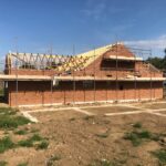 Plot 44 trusses on gable brickwork for roofer
